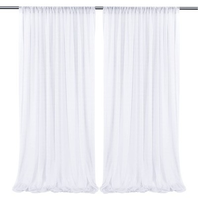 10x10 FT White Chiffon Backdrop Curtains WrinkleFree Sheer Photo Drapes