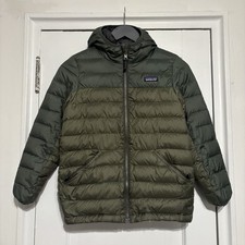 Patagonia Kid's Reversible Down Sweater Hoody Full Zip Jacket Medium Flaw