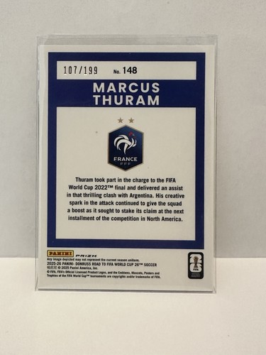 2025-26 Panini Donruss Optic World Cup Marcus Thuram /199 Orange Velocity #148 - Afbeelding 2 van 2