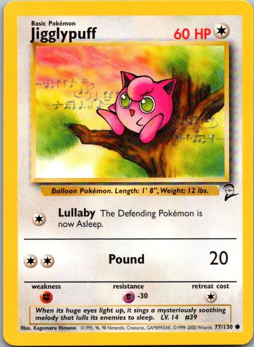 Jigglypuff Common Base Set 2 077/130 NM