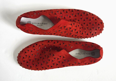 Eric Michael Inez Nubuck Leather Bohemian Espadrille Shoes RED Sz 41