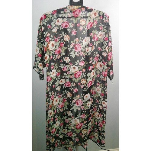 LuLaRoe Women's Black Floral Sheer Kimono Cover up Medium - Picture 6 of 7