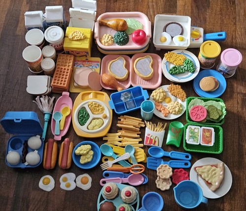 Großes Vintage 80er Jahre Fisher Price Spaß mit Essen Verschiedenes Konvolut 125+ Teile