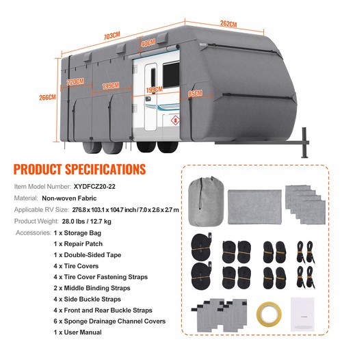 Trailer Travel RV Cover 20-22 ft Class A Camper Cover Non-Woven Fabric - Picture 7 of 12