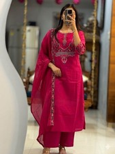Cotton Kurti Pant Dupatta Set Mughal Kalamkari Style Women Ethnic Suit Set