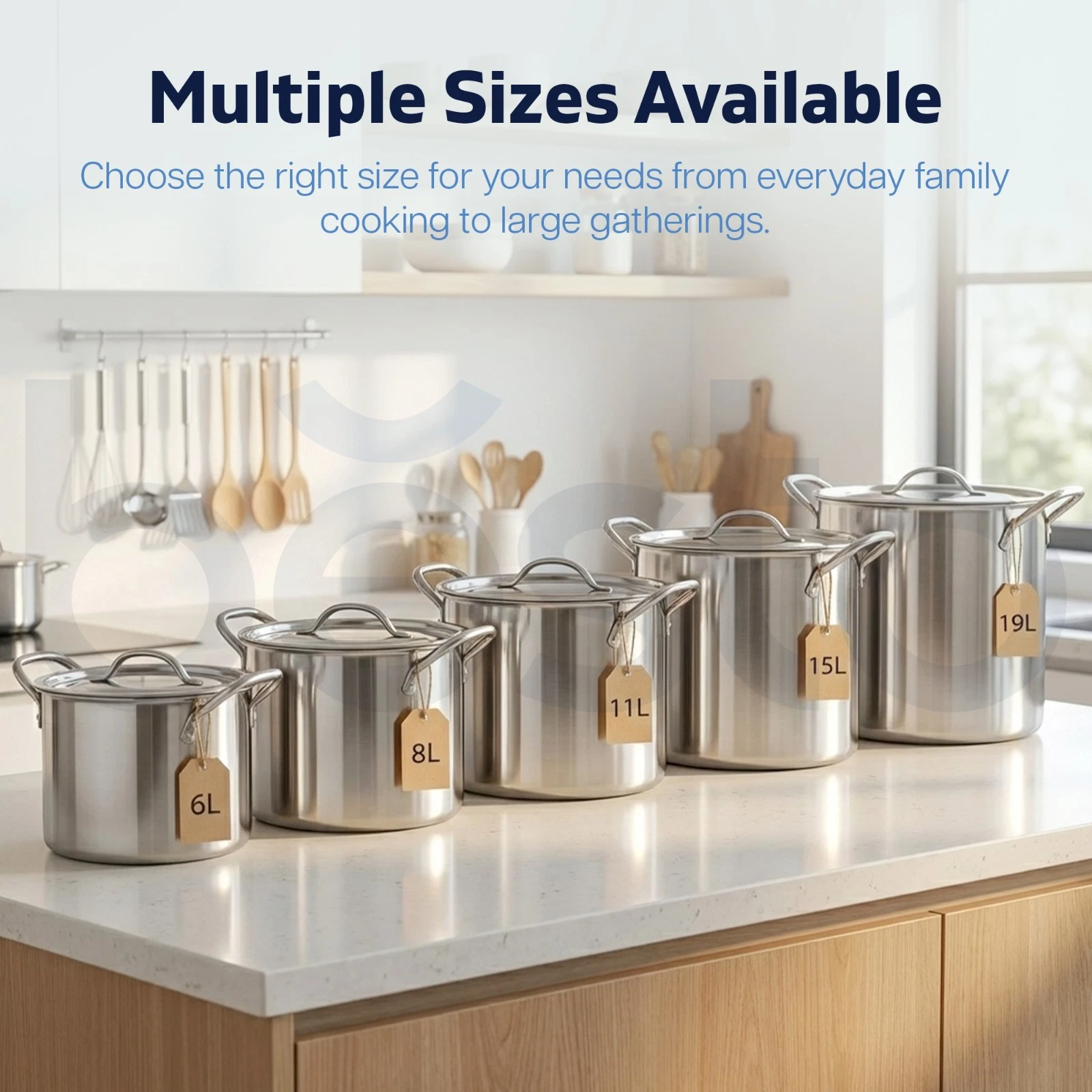 Deep Stainless Steel Stock Cooking Pot With Lid Brew Boiling Cater Stew Soup Pot
