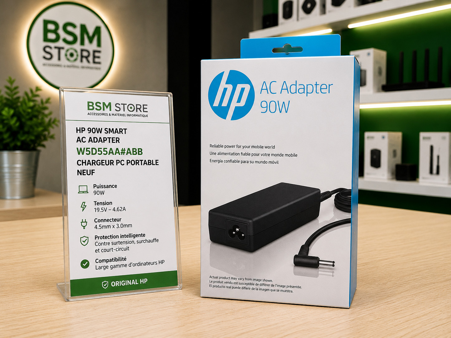 Chargeur HP 90W Smart AC Adapter W5D55AA pour remplacer un bloc en panne