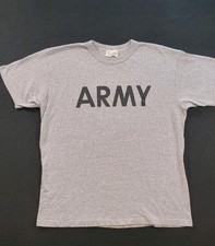 Vintage Champion US Army Military 50/50 T-Shirt Gray L 70s 80s Made In USA