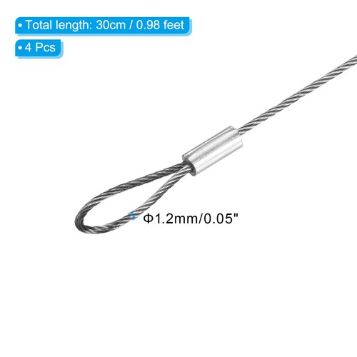 4Pcs 12" Stage Lights Safety Cable 304 Stainless Steel 1.2mm Dia Security Rope - Picture 2 of 5