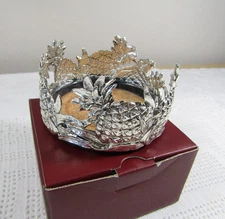 ARTHUR COURT Pineapple Aluminum & Marble Wine Bottle Caddy Holder Coaster w/ Box