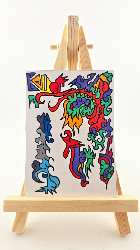 ACEO Original Alcohol Abstract Colorful Art 2.5x3.5 By J. Barnes Mixed Media