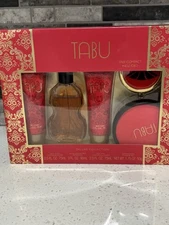 VTG Tabu Dusting Powder, Lotion, Body Wash Perfume, Compact Mirror Gift Set READ