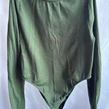 Green ribbed long sleeve bodysuit
