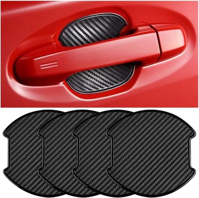 Car Door Handle Cup Scratch Protector, 4PCS 3D TPU Carbon Fiber Vehicle Large
