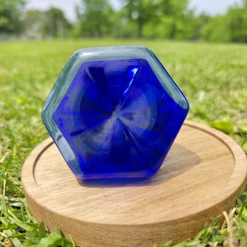 Vintage Ship Deck Prism Cobalt Blue Hexagonal Pyramid Glass Paperweight - Bild 3 von 7