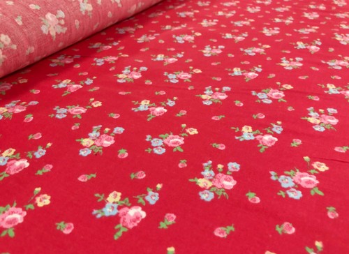 Cath Kidston Cotton Fabric Remnant Rose Bud Red Floral 69 X 45cm Rare Print