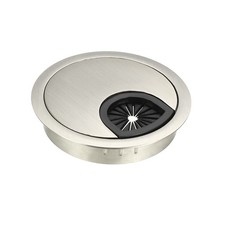 Cable Hole Cover, 2-3/8" Zinc Alloy Desk Grommet Wire Drawing, Silver 