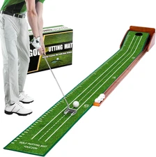 Putting Green Indoor, No Hump Golf Mat with Auto Ball Return - Easy to Fold Soli