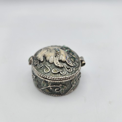 Monet Dove Emerald Green Enamel Ring Jewelry Trinket Box Small - Picture 7 of 10