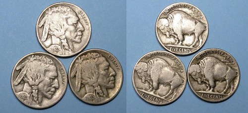 1923-P BUFFALO NICKELS LOT 3 COINS #547-92