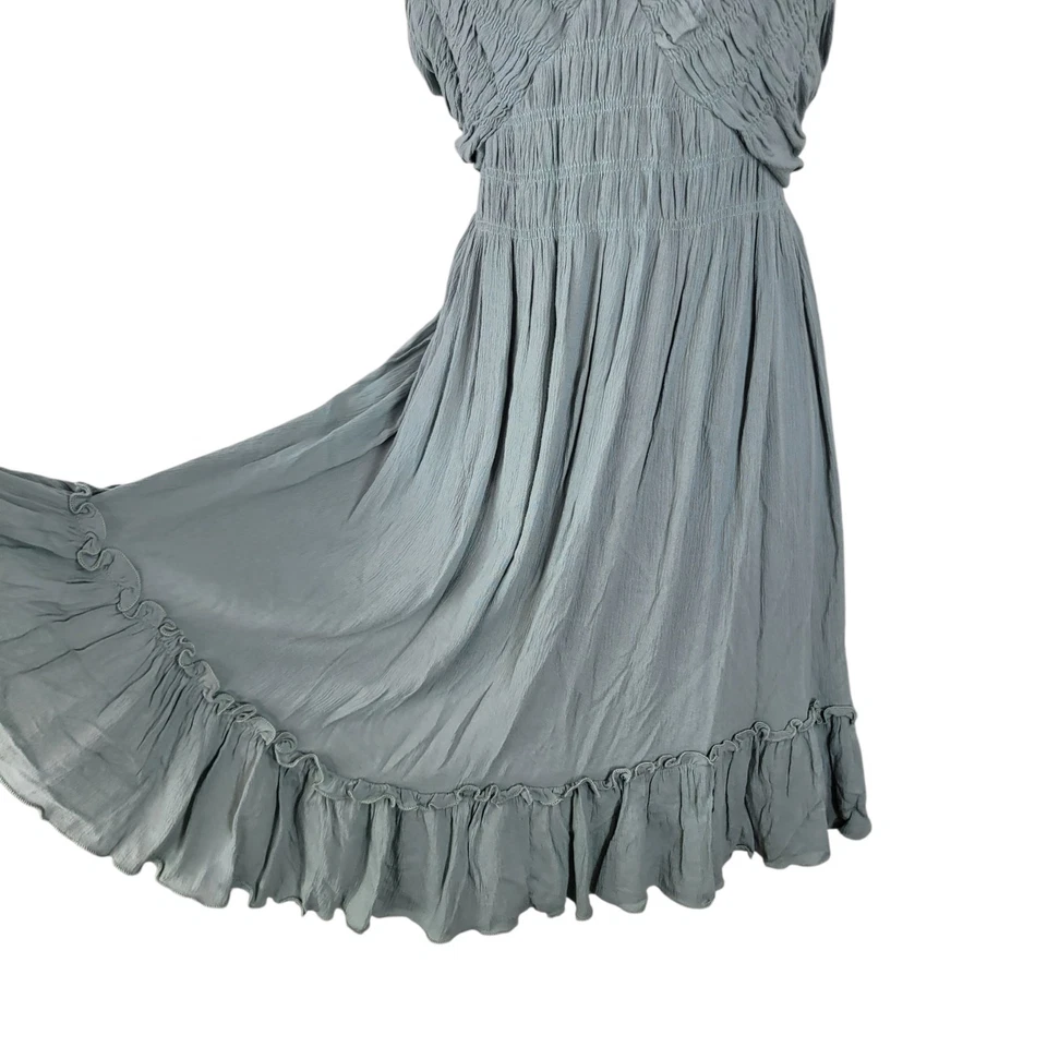 Lista de deseos Vestido sin mangas Talla mediana Informal Fiesta Falda circular Verde Atado Espalda Acampanado Foto 3 de 4