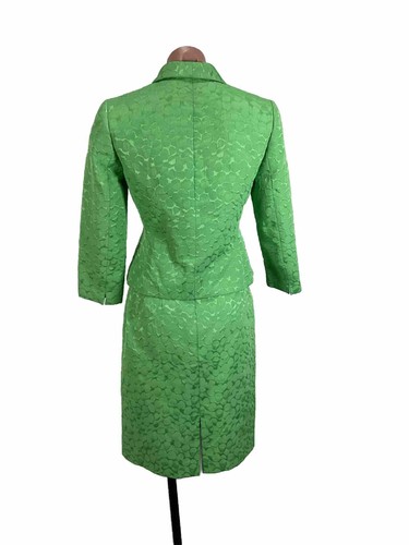TAHARI Green Lime Geometric Polyester Blend Women 2 Piece Skirt Suit Size 2P - Picture 2 of 19