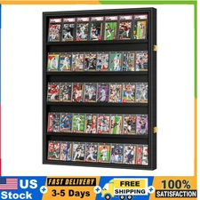 40 Card Display Case Wooden Wall Cabinet w/ UV Acrylic for Graded Sports Cards