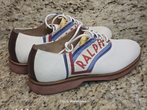 Polo Ralph Lauren Rhett Saddle Oxfords White American Flag Men Size 8.5D NEW - Picture 4 of 13