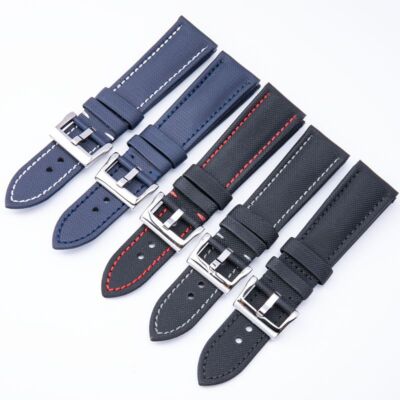 23mm Canvas Leather Watch Band Strap Fits Blancpain Fifty Fathoms 5000 5015