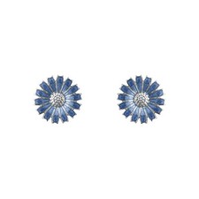 Georg Jensen. Sterling Silver DAISY Earrings with blue Enamel - 11mm.