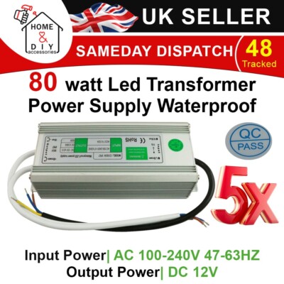 DC 12V LED Treiber 80 W Trafo IP 67 Wasserdicht Netzteil LED Streifen 5X