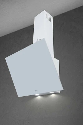 Dunstabzugshaube, Kopffreihaube 60 cm, Gurari, Wandhaube,Weiß Glas 1000m³/h