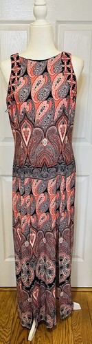London Times Artsy Sleeveless Maxi Dress Coral Black White Maxi Dress Size 10