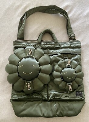 TAKASHI MURAKAMI × PORTER 2Way Helmet Bag Sage Green Pre-owned