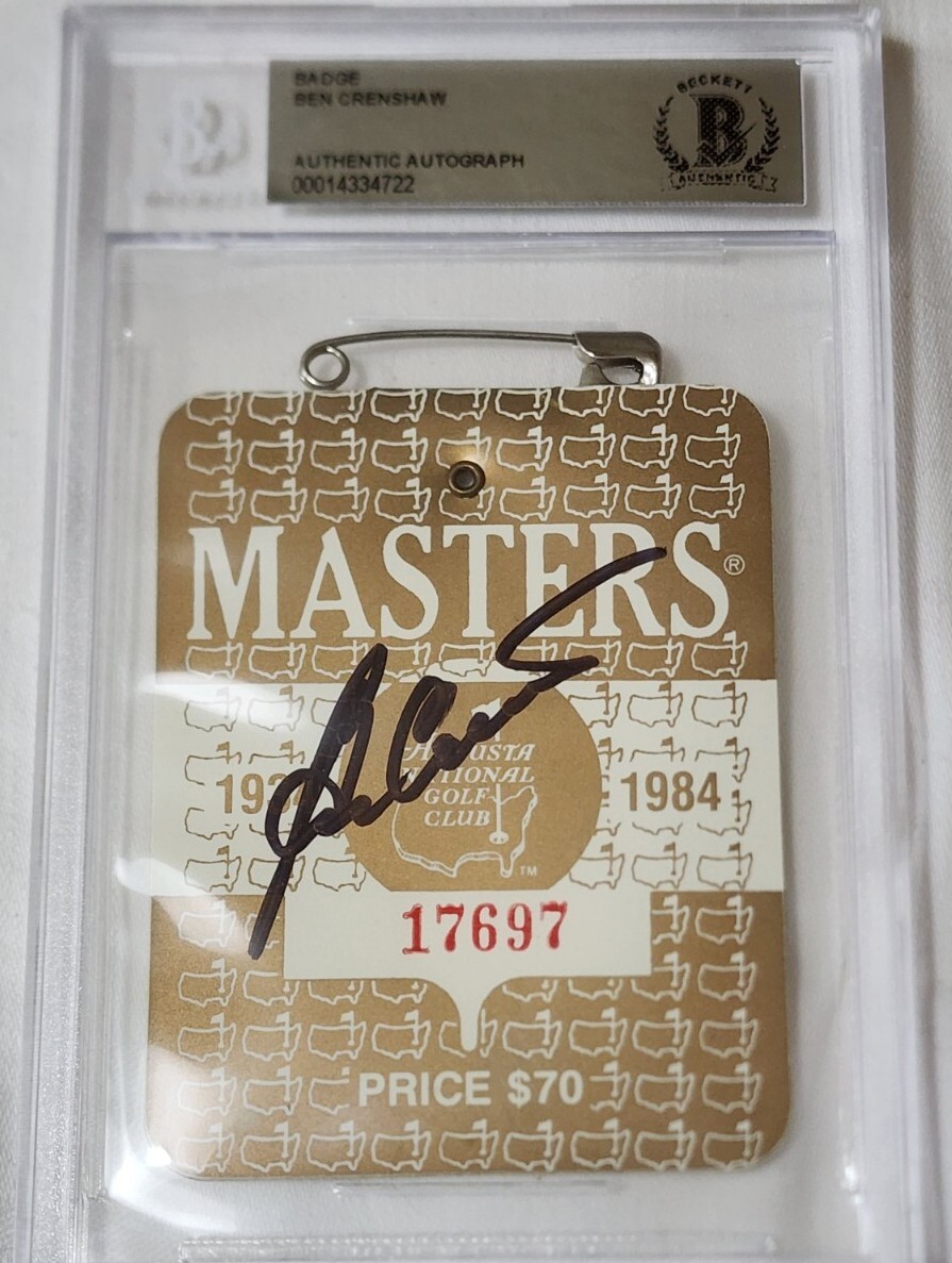 Ben Crenshaw Autographed Signed 1984 Masters Augusta Golf Club Badge Autograghed Slab 