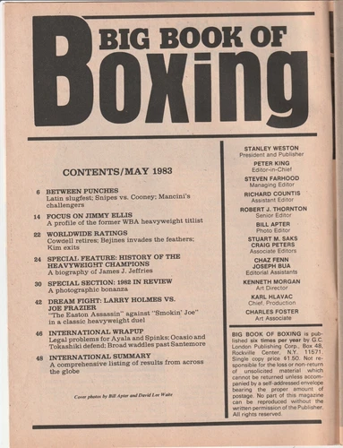 BIG BOOK OF BOXING MAGAZINE JOE FRAZIER-LARRY HOLMES BOXING HOFers MAY 1983 - 画像2/3