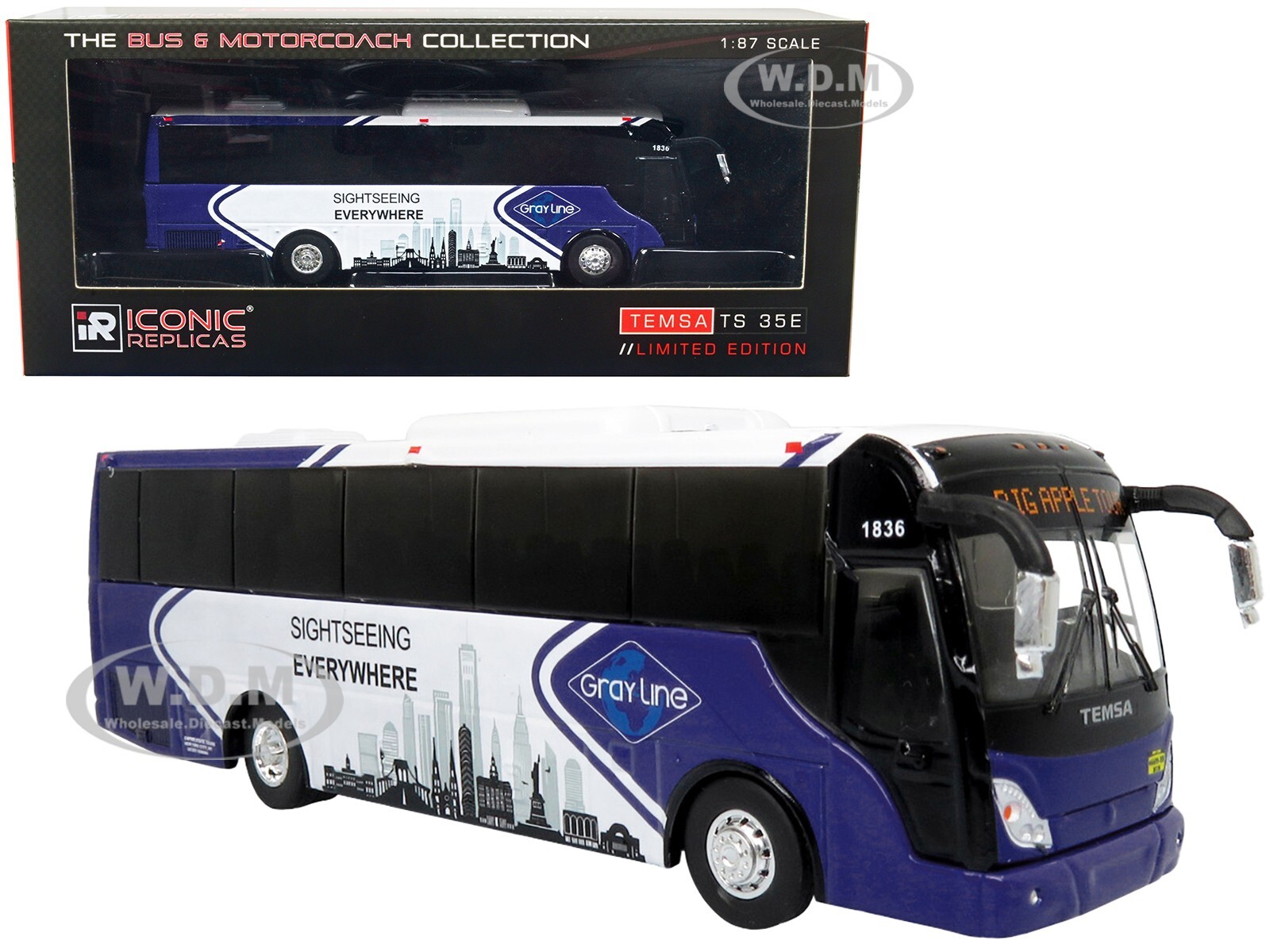 АВТОБУС TEMSA TS 35E NEW YORK CITY GRAY LINE 1/87, ИЗГОТОВЛЕННЫЙ НА ЗАКАЗ ПО ОБРАЗЦУ ICONIC REPLICAS 87-0361