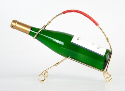 Weinflaschen-Ständer-Halter Dekanter 50er Messing-farben Geflecht Midcentury - Bild 1 von 12