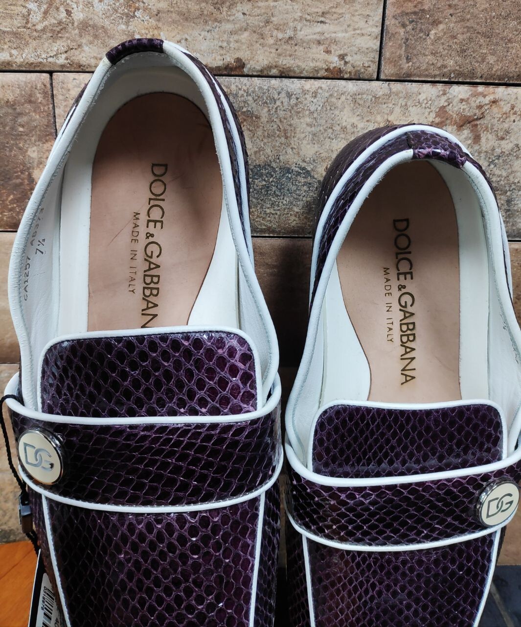Python Skin Loafers Dolce & Gabbana Vintage Authentic Men's Loafers Purple Python Skin Size ...