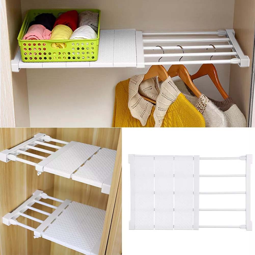 Wardrobe Shelf Closet Divider Storage Extendable Rack Organizer Adjustable White