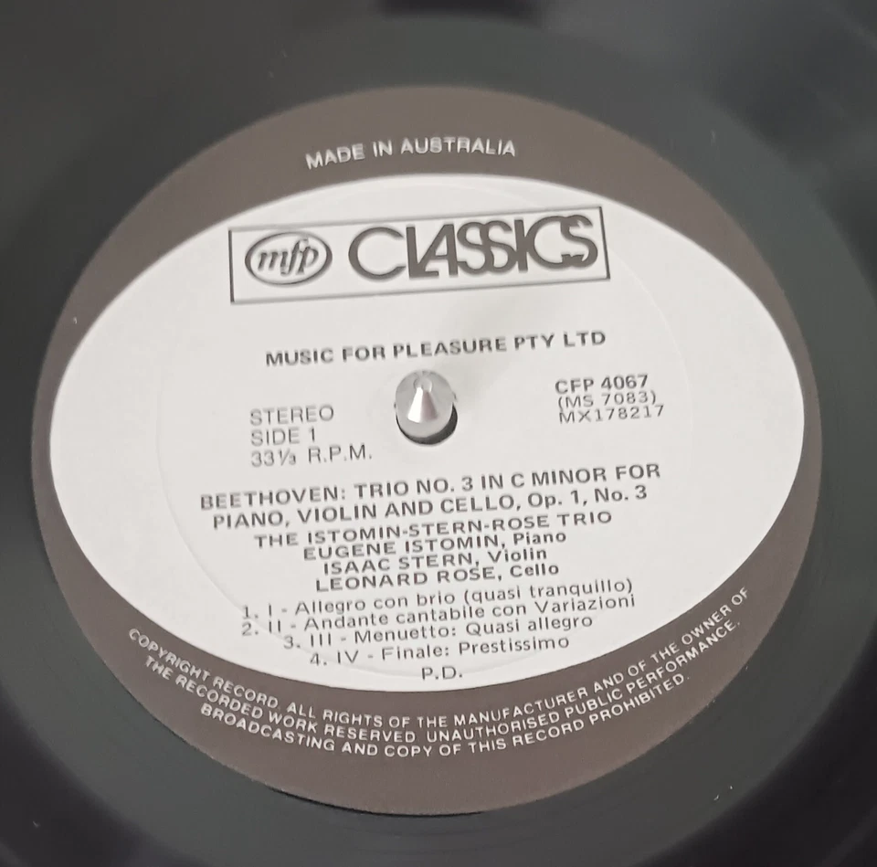 The Istomin/Stern/Rose Trio - Beethoven / Mendelssohn - LP Record excellent - Image 3 of 3