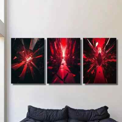 3pcs splash abstract explosion effect sci-fi  Metal Print  Ready to Hang Art