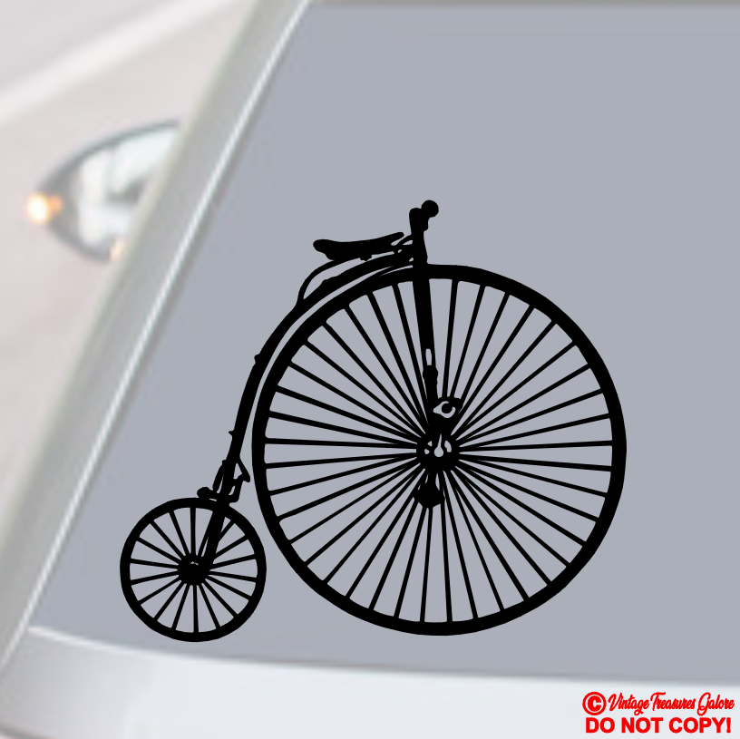 PENNY FARTHING BIG-WHEEL BICYCLE BIKE Vinyl Decal Sticker Car Rear