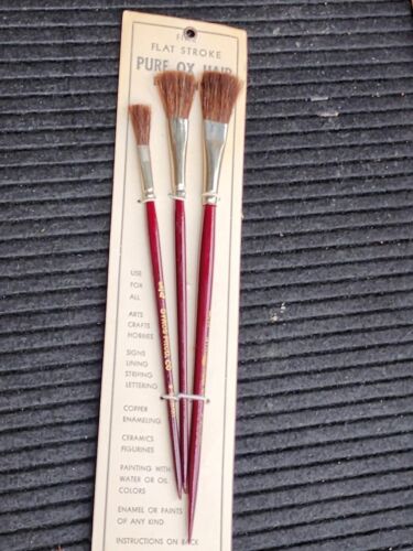 Pure Ox Hair Fine Flat Stroke Brush Made in the W.germany Vtg Artist Paint  Set - Picture 1 of 8