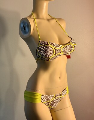 Esprit Women s Swimsuit Bikini Set Medallion Print Banded Cheeky Hipster Sz XS