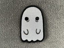 3" Embroidered Ghost Patch, Halloween Sew-On Patch