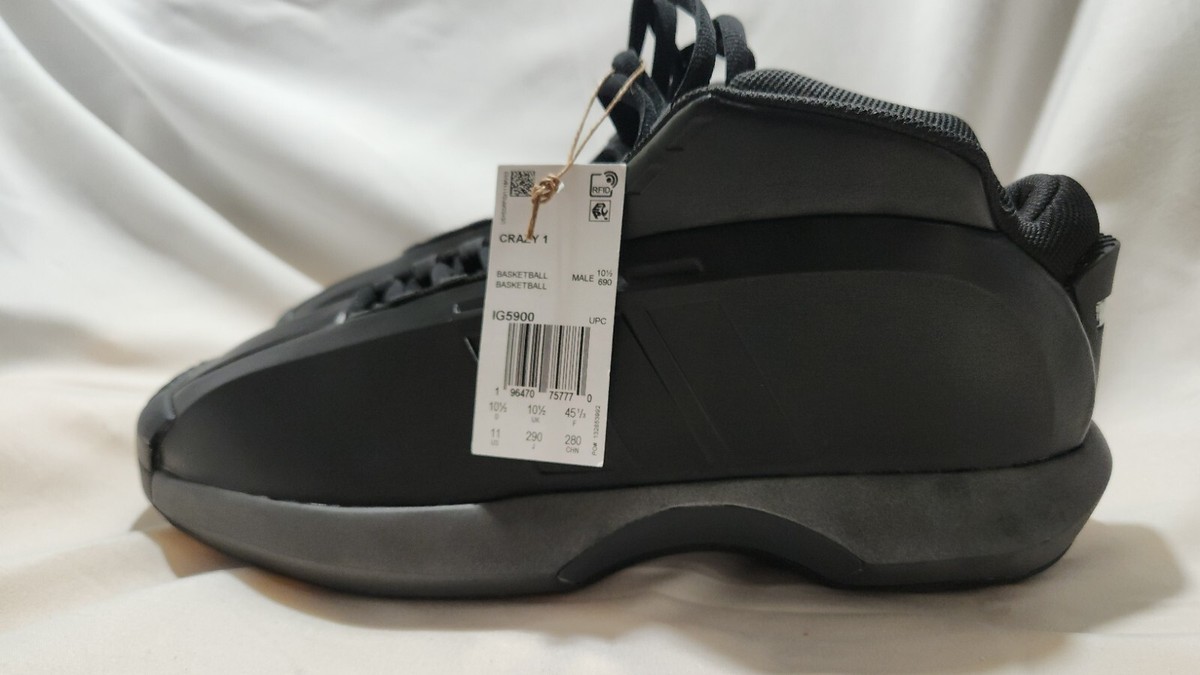Adidas Crazy 1 Kobe Bryant Retro Basketball Shoes - Black - IG5900 Men\'s Size 11 Adidas Crazy 1 Kobe Bryant IG5900 Basketball Shoe Triple All  main image 2