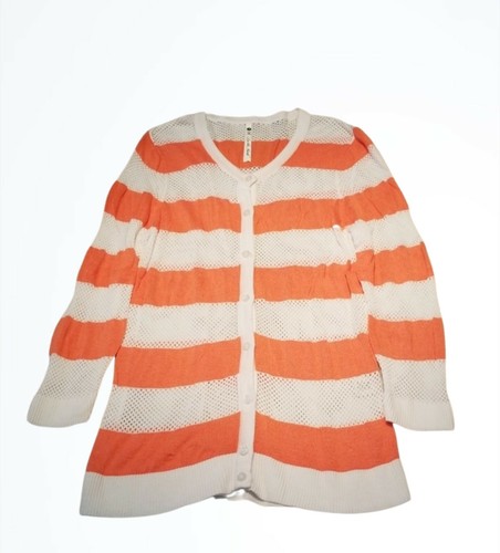 Orange and White Striped Cardigan Size 