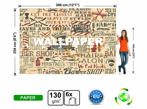 Papel pintado de pared mural de peluquería decoración de pared elementos vintage pasta gratis - Imagen 7 de 7
