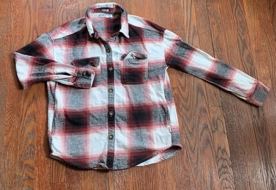 Hollister Flannel Shirt Warm Womens Small Plaid Button Up Boyfriend Fit Pockets